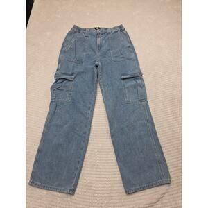 Simple Society Jeans Womens 11 Elastic Waist Wide Leg Cargo Baggy Y2K